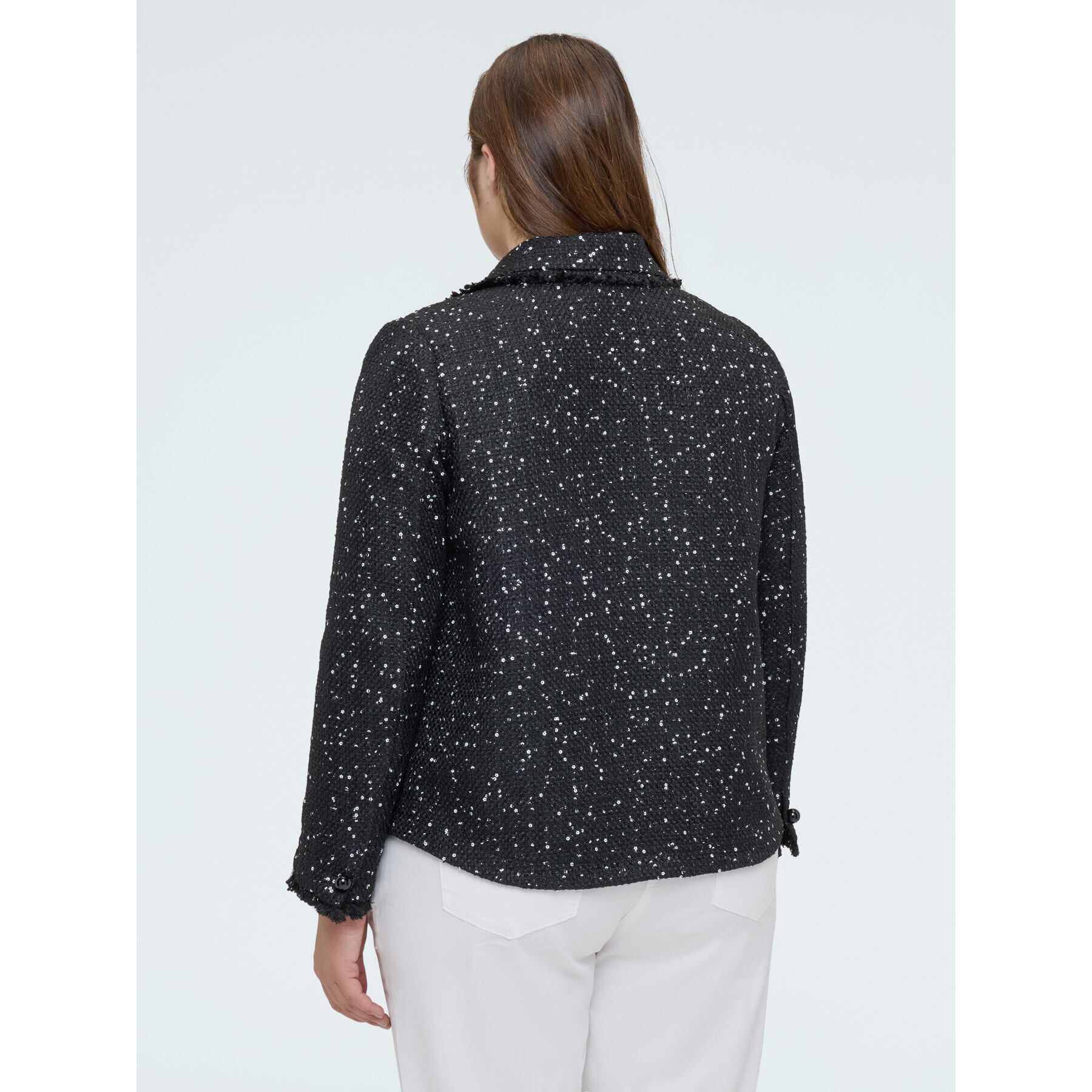 Fiorella Rubino - Chaqueta con lentejuelas y detalles deshilachados - Negro