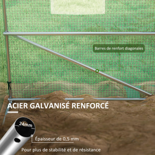 Serre de jardin tunnel 18 m² système d'arrosage intégré acier renforcé PE haute densité vert