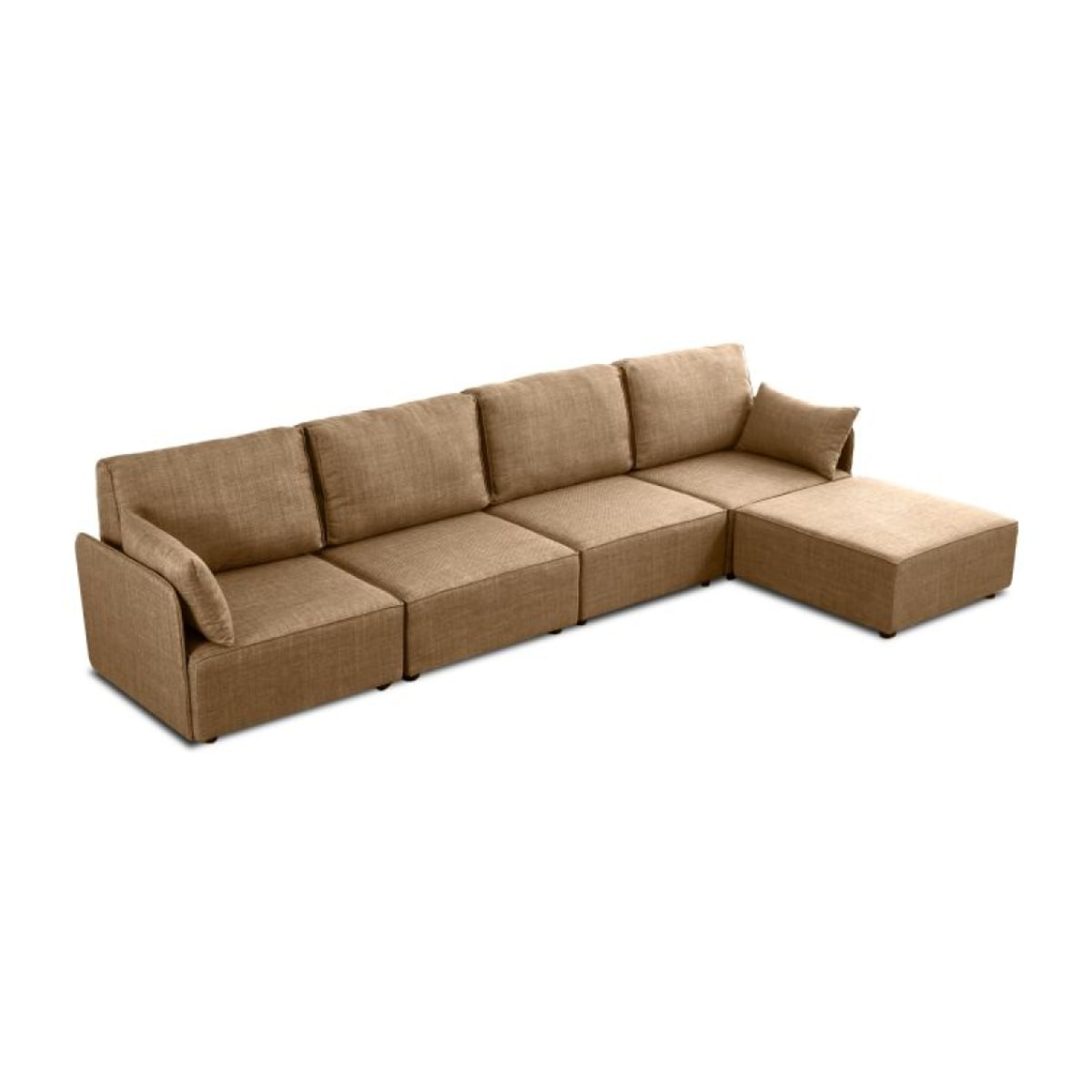 Sofá modular con chaiselongue 4 plazas y brazos Cubiq Beige