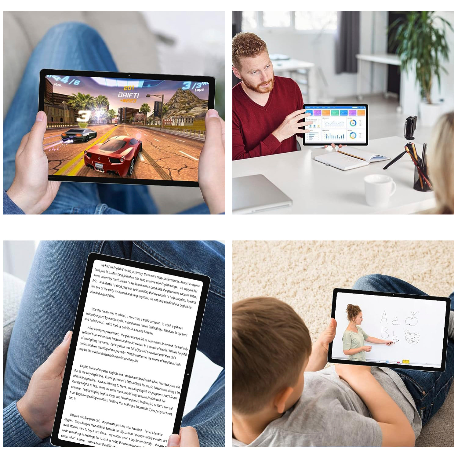 DAM Tablet 4G WiFi. SO Android 13. Pantalla 10,3'' resolución 2K. UNISOC T616, Octa-core ARM-Cortex 6GB RAM + 128GB. Doble cámara 5 + 13mpx. 24,3x0,82x16,2 Cm. Color: Negro