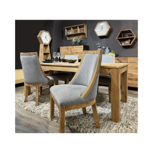 Chaise en tissu gris avec structure en bois de pin recyclé - ORIGIN