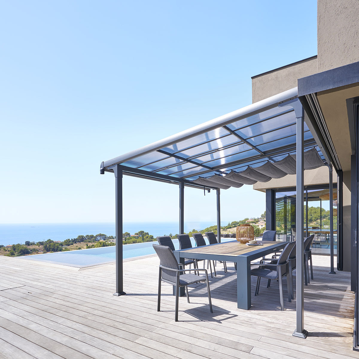 Toile de pergola "Enolie" ardoise 2,85x1,9m pour Pergola extensible Enolie 4x3,5m