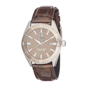 Orologio U.S. Polo Assn. in pelle marrone