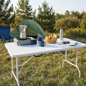 Essence - Tavolo da giardino pieghevole 180x74x70 cm da campeggio picnic portatile in resina bianco
