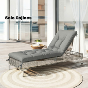 Cojín para Banco Exterior, Cojín para Banco y Tumbona de Jardín con Correas de Sujeción, Protección UV50+, Rebote Lento, para Interior y Exterior, 198x65x13 cm, Gris Claro