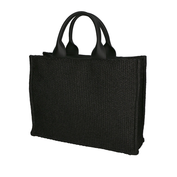 Borsa a mano da donna - Modello False - Misto pelle e tessuto - 31.0 x 41.5 x 15.5 cm