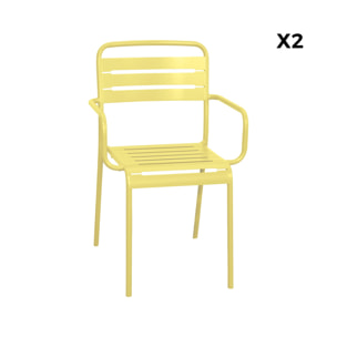 Lot de 2 fauteuils de jardin acier. 2 places. jaune. Amelia. L50.4 X P53 X H79.5cm