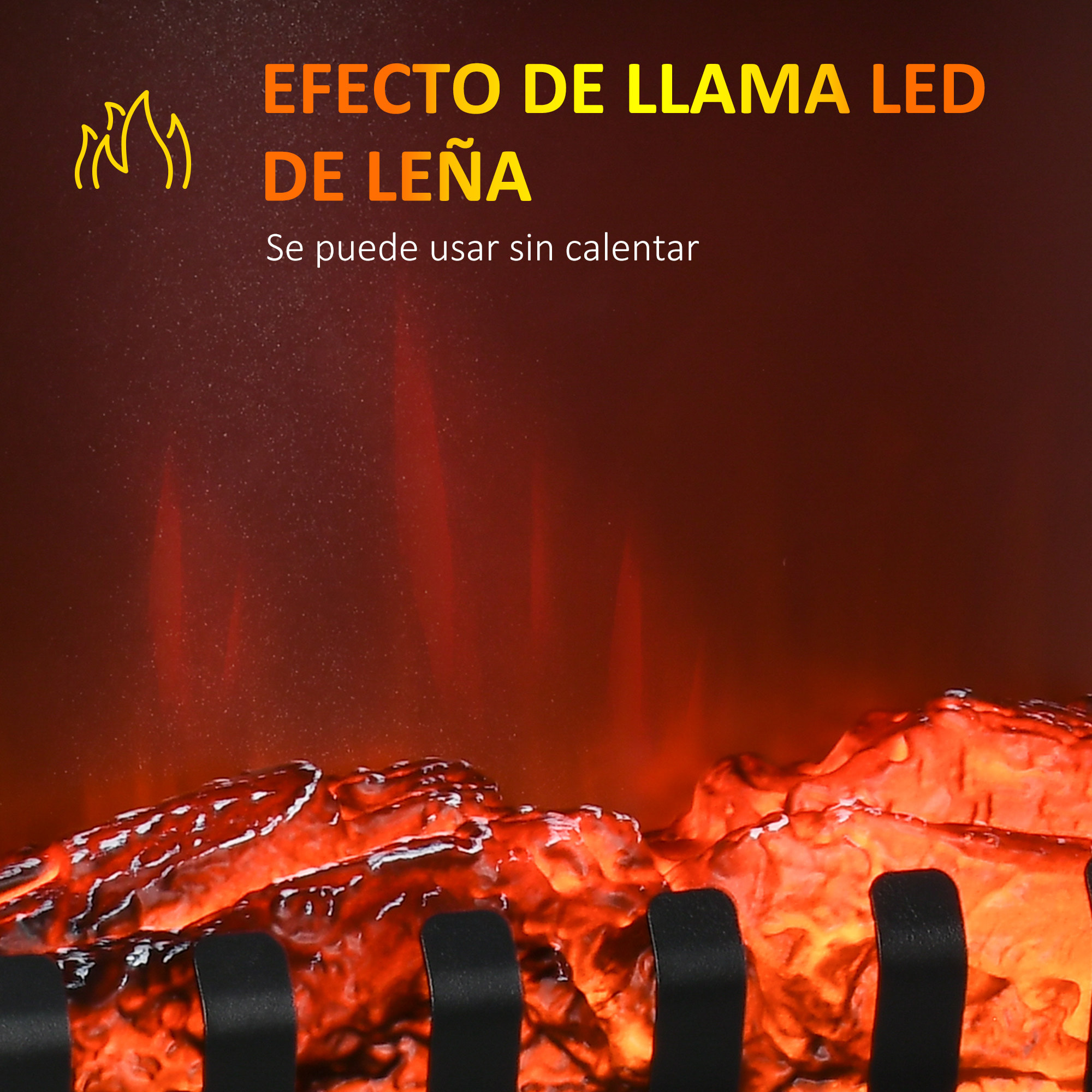 Chimenea Eléctrica 1000 W/2000 W Chimenea Decorativa con Ventanas LED Llamas Brillo Ajustable y Protección Sobrecalentamiento para 15-20 Ã£Å½Â¡ 60x37x60,5 cm Negro