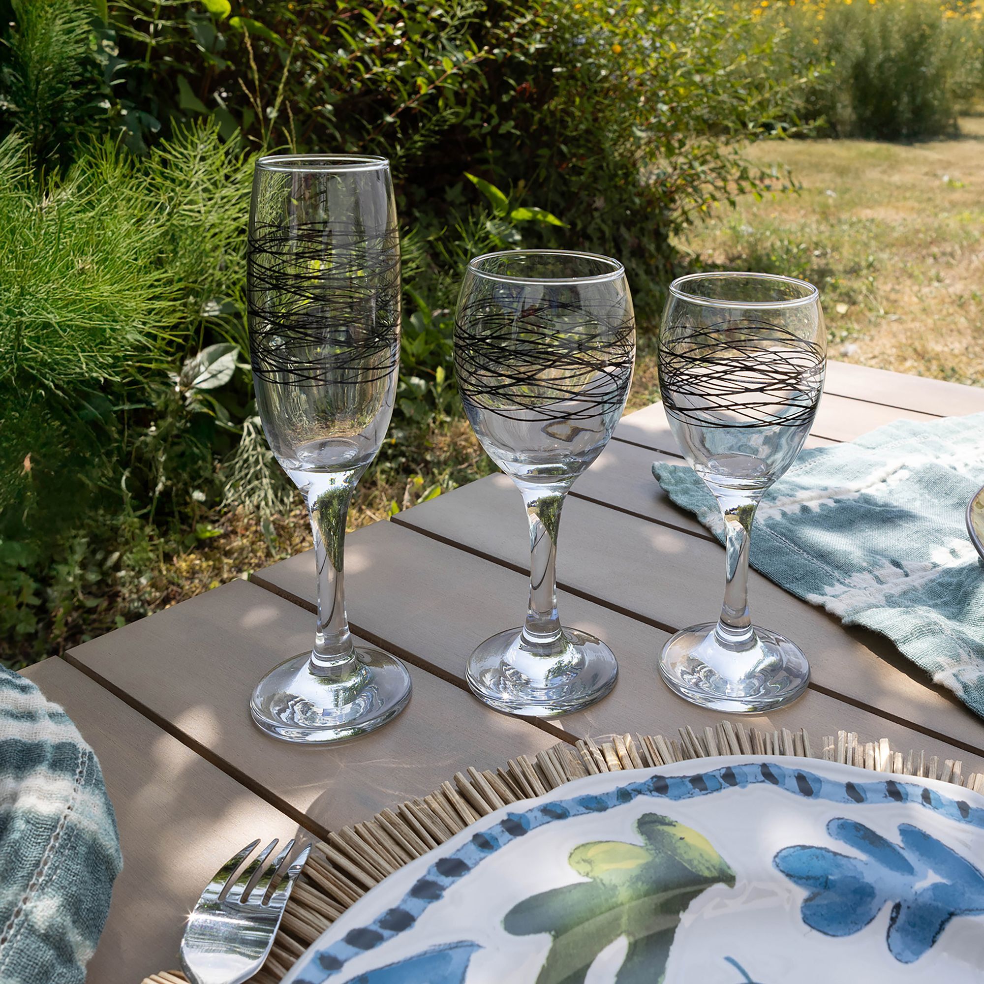Lot de 6 verres à pied 20,5cl en verre SERPENTIN