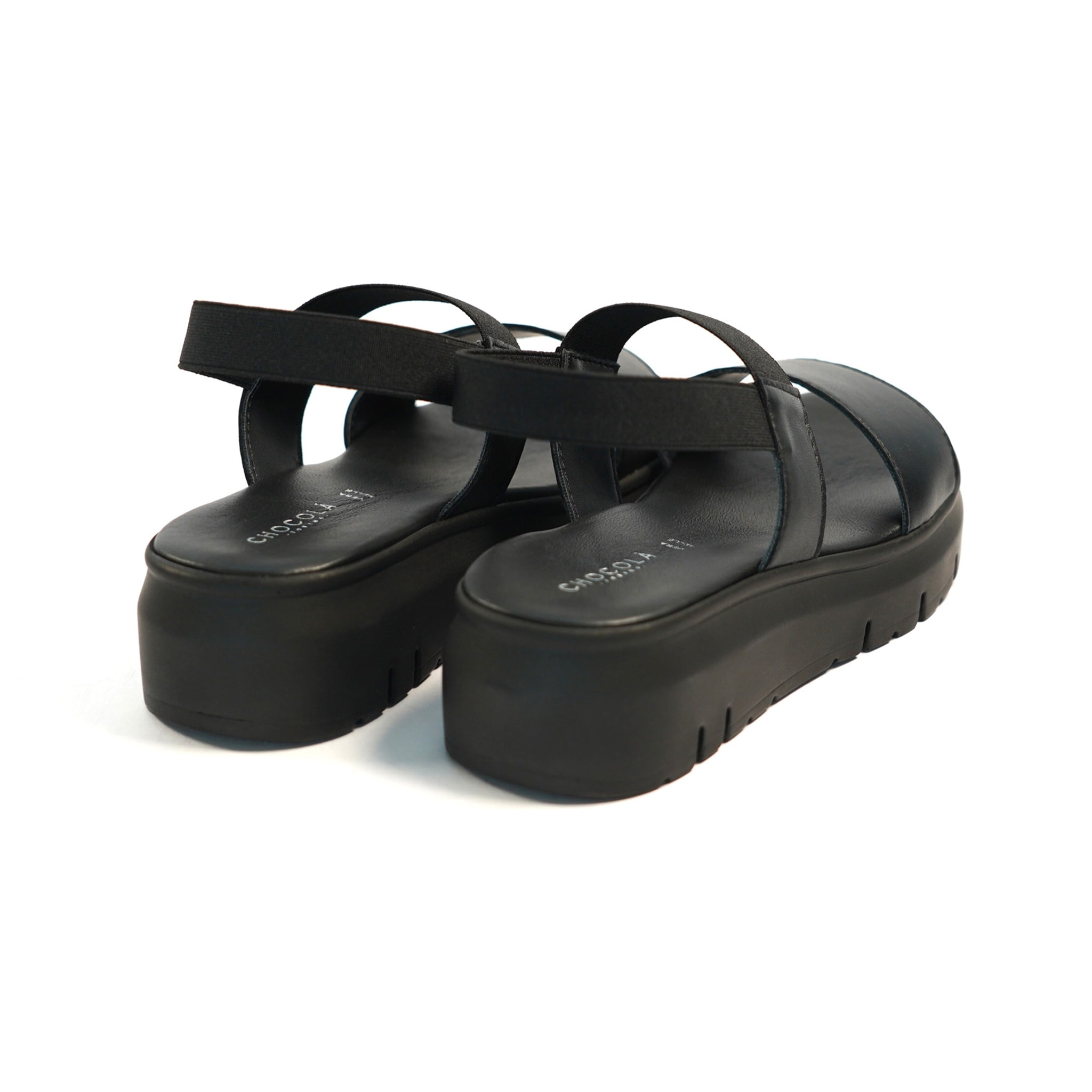 SANDALO DOPPIA FASCIA VERA PELLE NERO