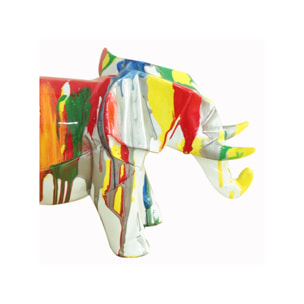 Statuette éléphant en résine multicolore H21cm - ELEPH 7