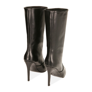 Ankle boots neri in pelle, tacco stiletto 10 cm