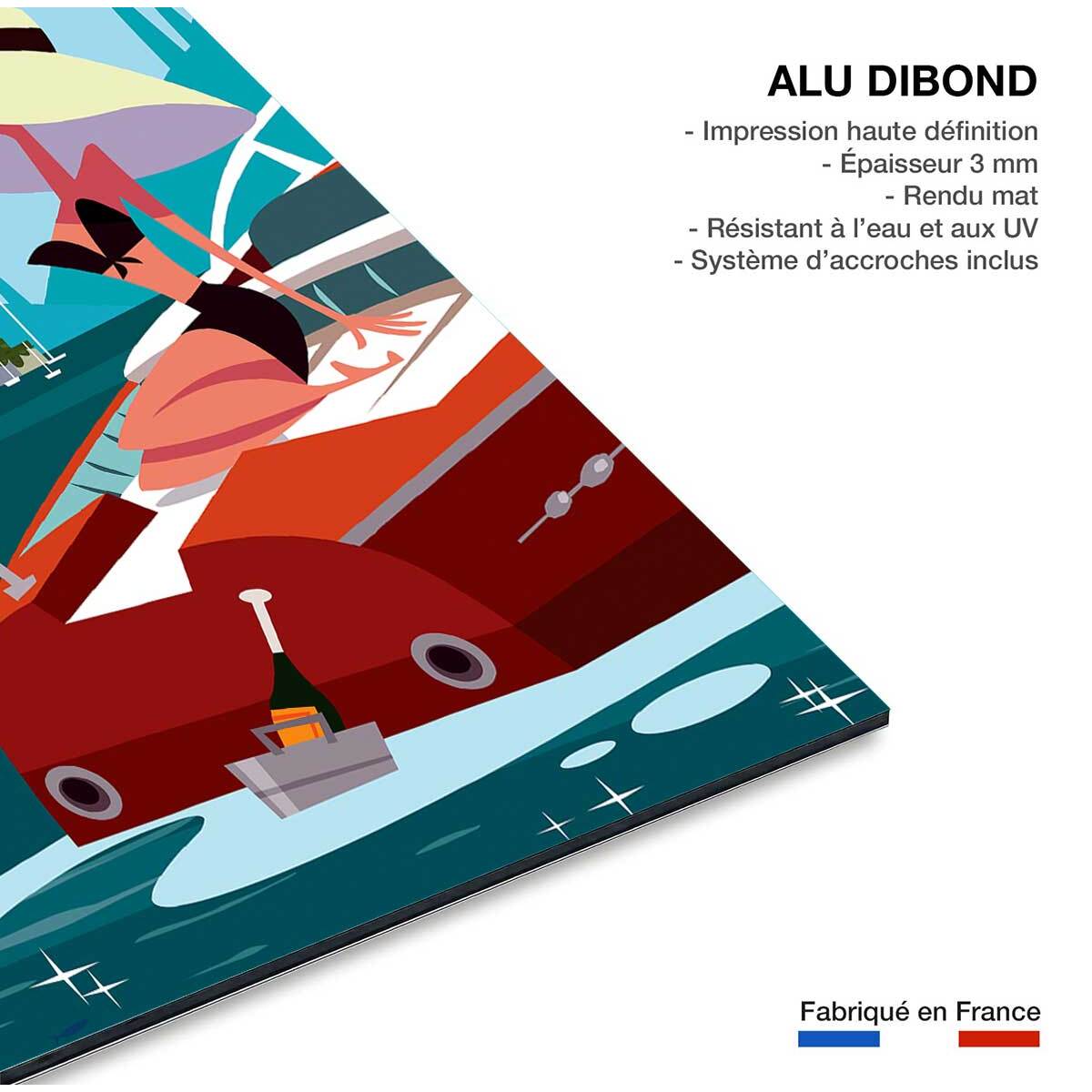 Tableau retro lac de côme Tableau alu Dibond