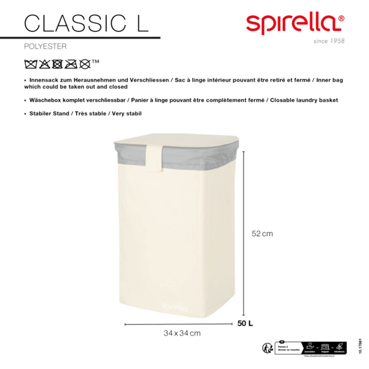 Panier à linge CLASSIC L 50L Blanc Spirella
