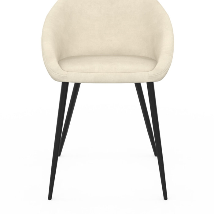 Chaises Dory en velours et pieds noirs - Crème