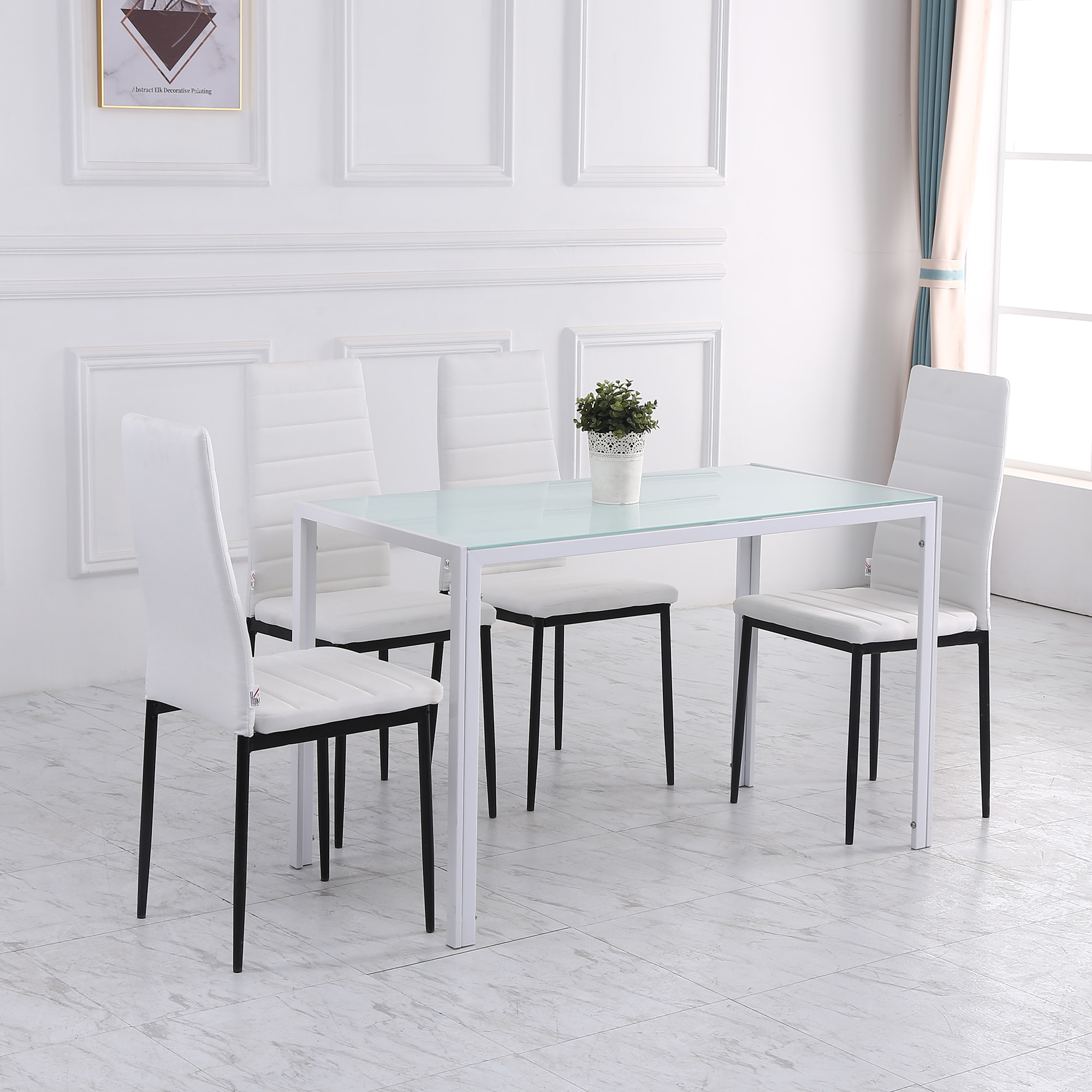 Lot de 4 chaises de salle à manger design tissu blanc