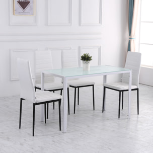 Lot de 4 chaises de salle à manger design tissu blanc