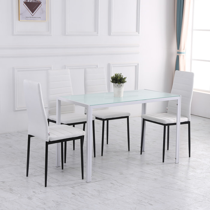 Lot de 4 chaises de salle à manger design tissu blanc