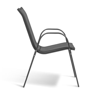 Chaises de jardin empilables textilène gris - lot de 4