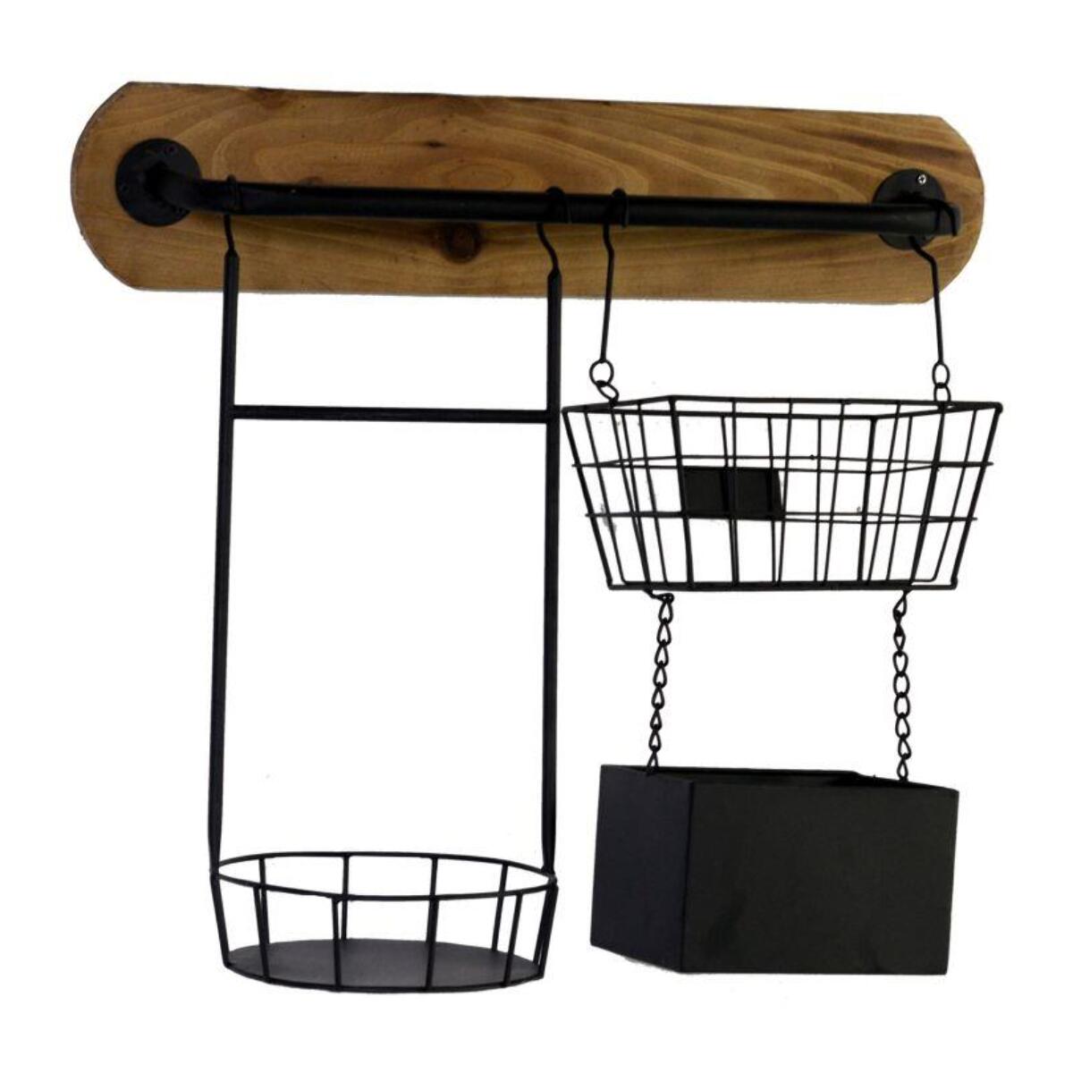 Portatutto in metallo nero 2 posti cm57x20h49