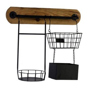 Portatutto in metallo nero 2 posti cm57x20h49