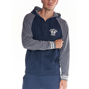 Tuta da uomo cappuccio full zip bicolor College
