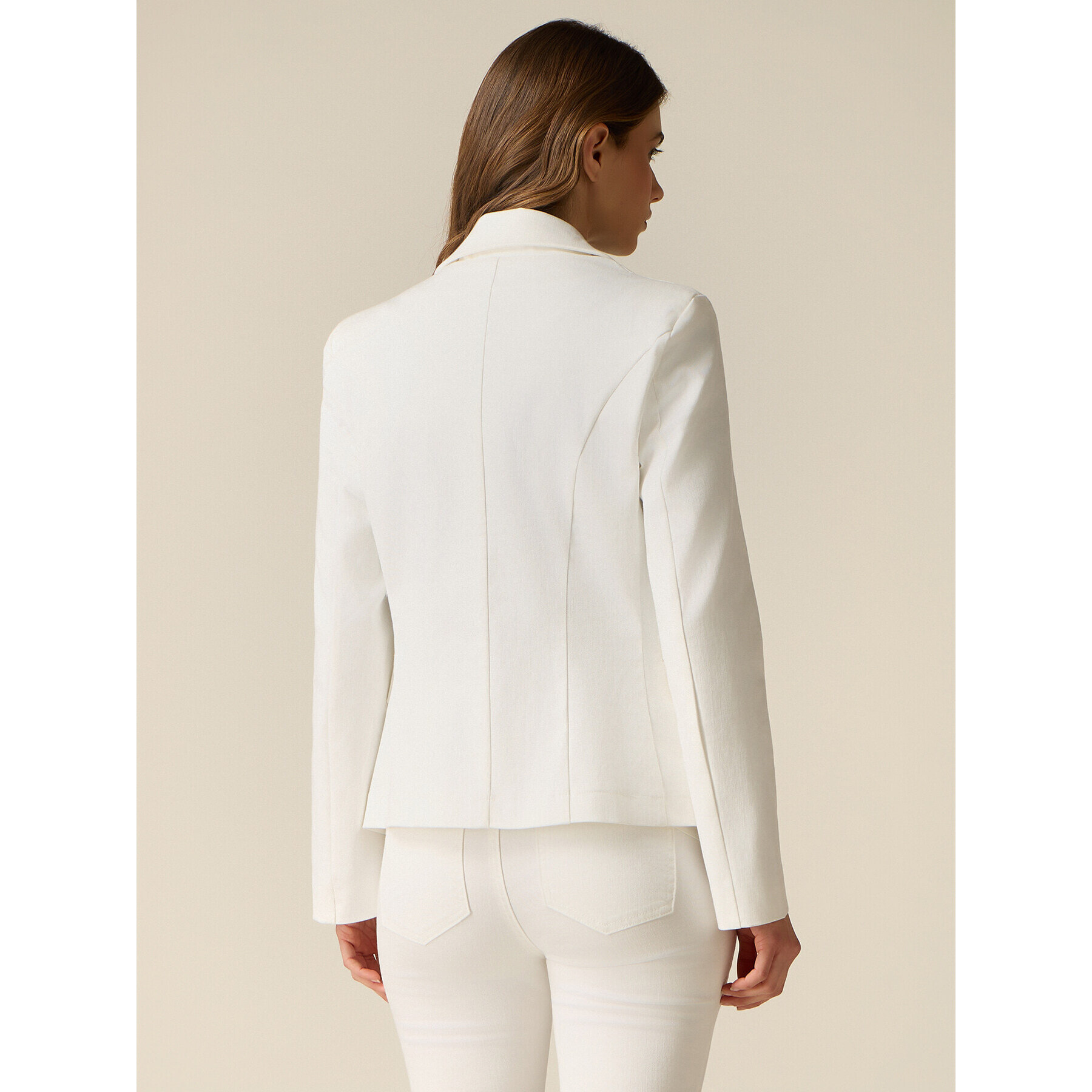 Oltre - Giacca doppiopetto misto cotone - Bianco