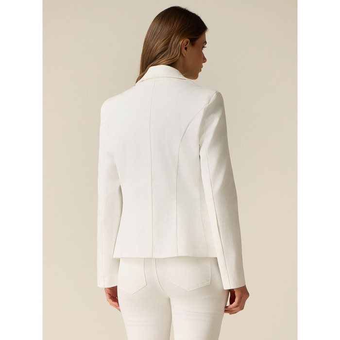 Oltre - Giacca doppiopetto misto cotone - Bianco