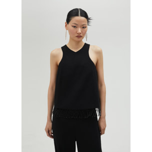 Top con frange e strass