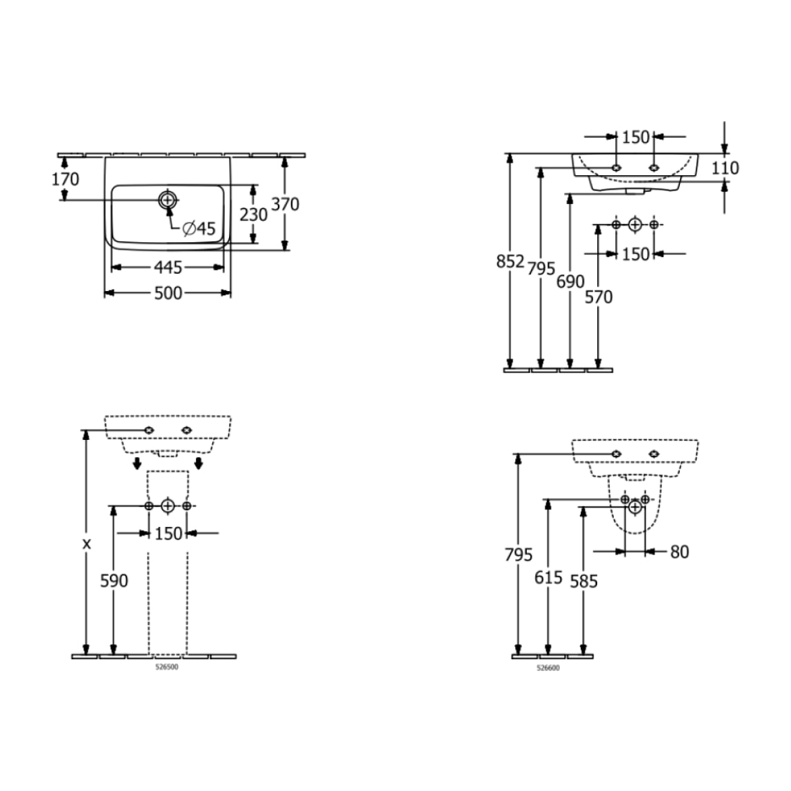 Cache siphon pour lavabo O.Novo