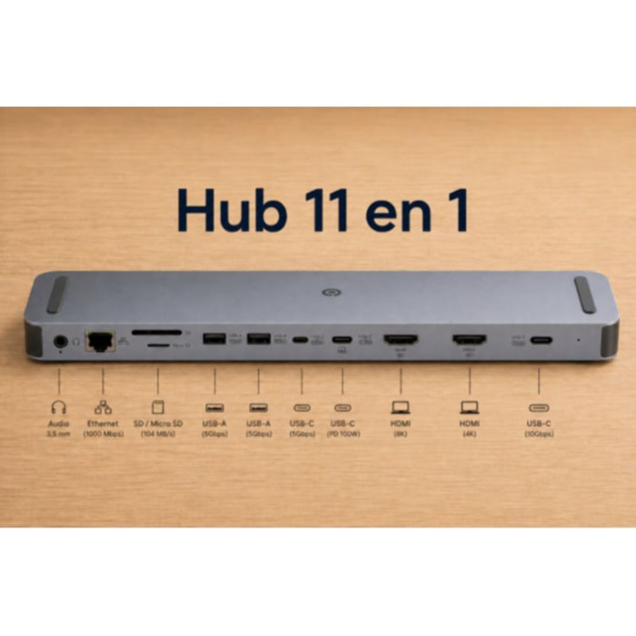 Hub ESSENTIELB 11 en 1 USB C 8k