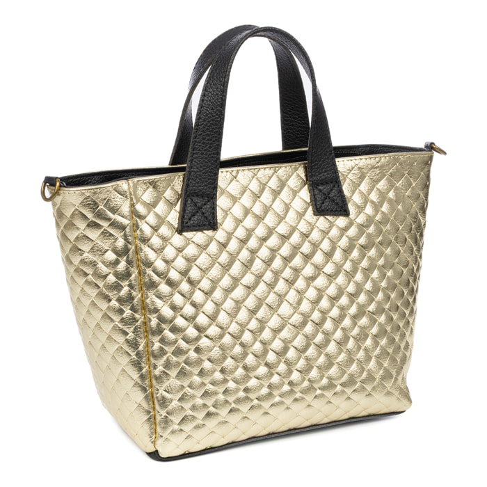 Cassandra borsa tote donna. Pelle autentica Camoscio laccato lucido.