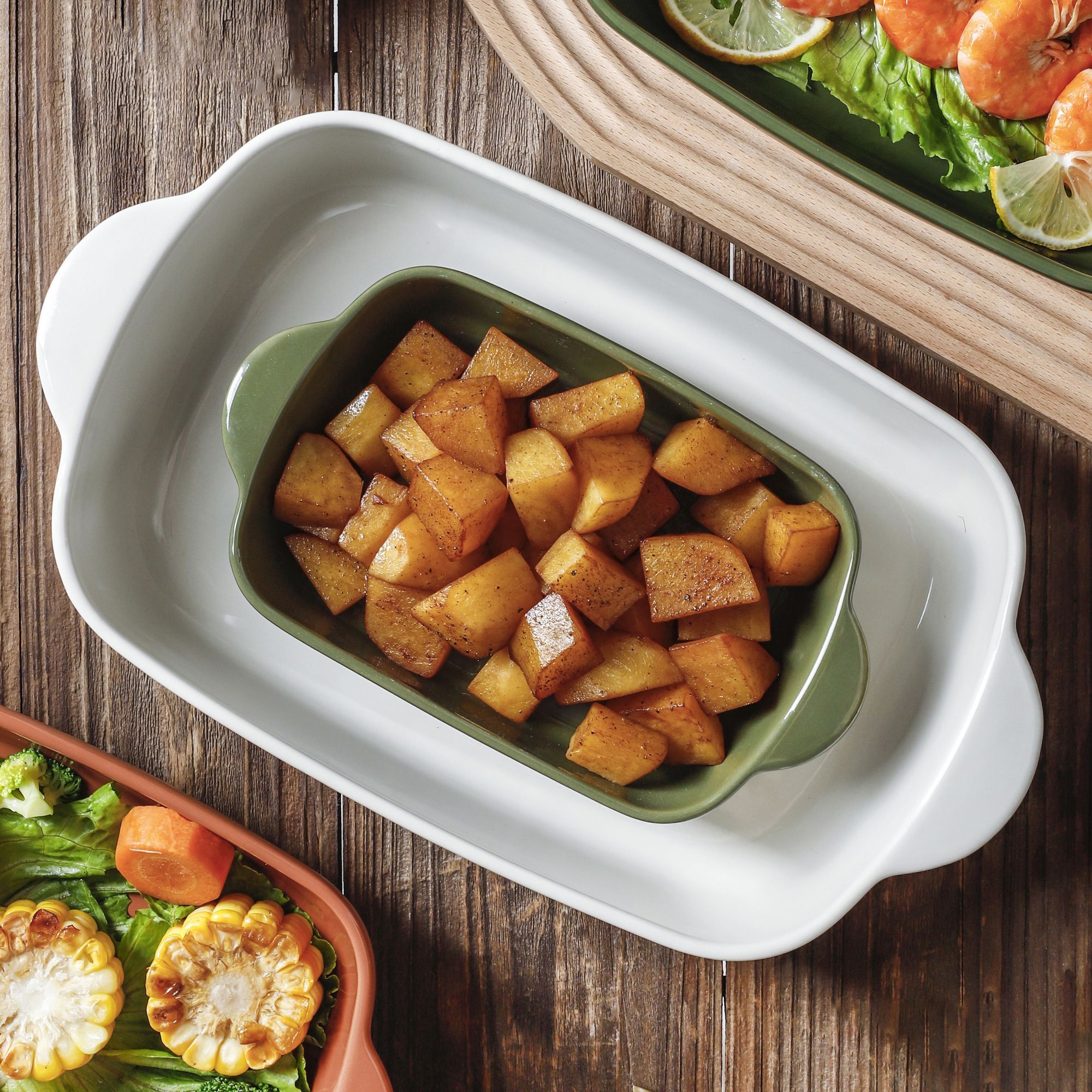 Plat à four en grès beige 33x20cm OCTAVE