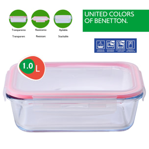 Set de 3 herméticos redondo 620ml + rectangular 1l + rectangular 1,5l Benetton