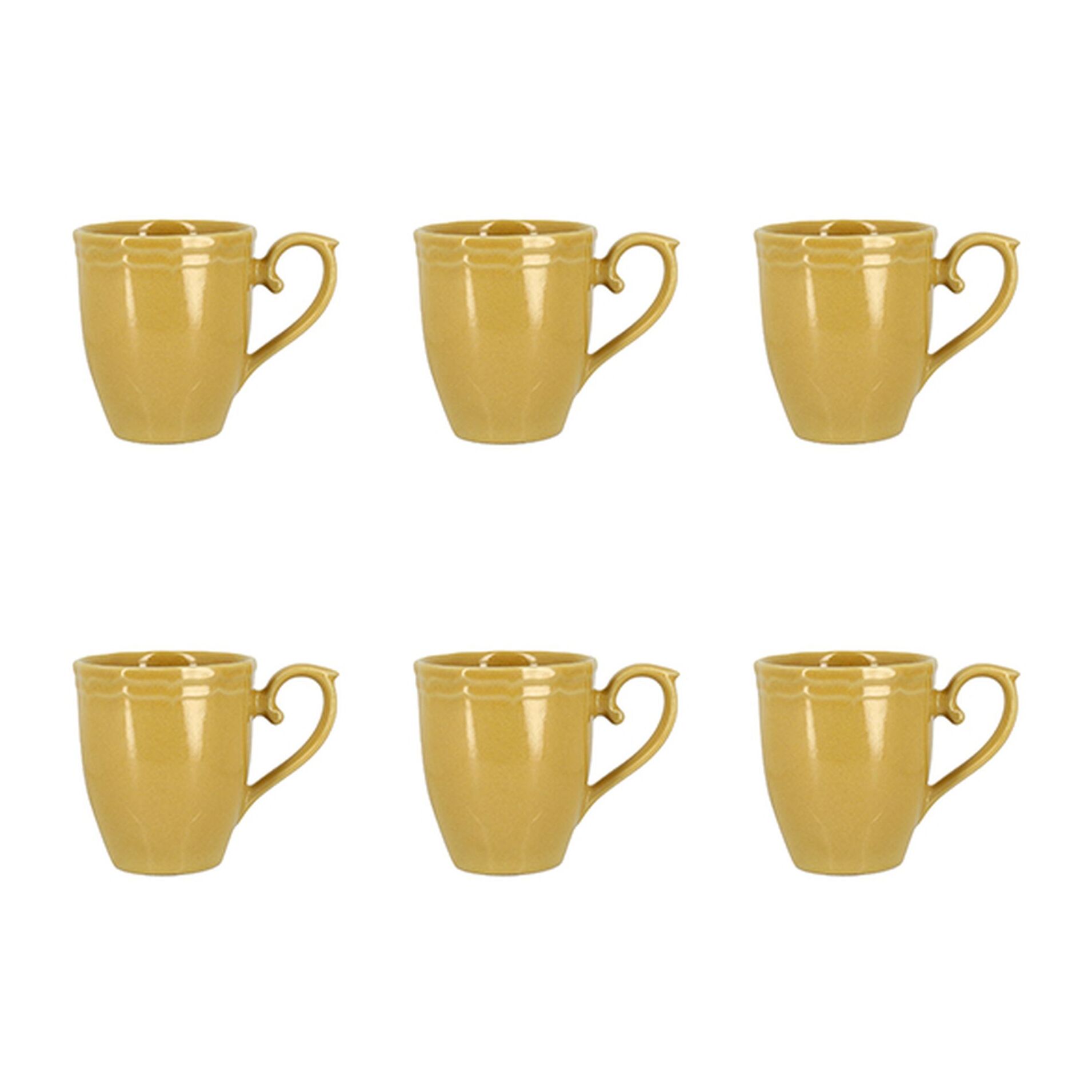 Lot de 6 mugs 30cl en grès jaune SIGNATURE