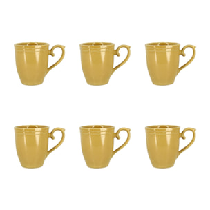 Lot de 6 mugs 30cl en grès jaune SIGNATURE