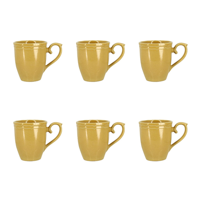 Lot de 6 mugs 30cl en grès jaune SIGNATURE