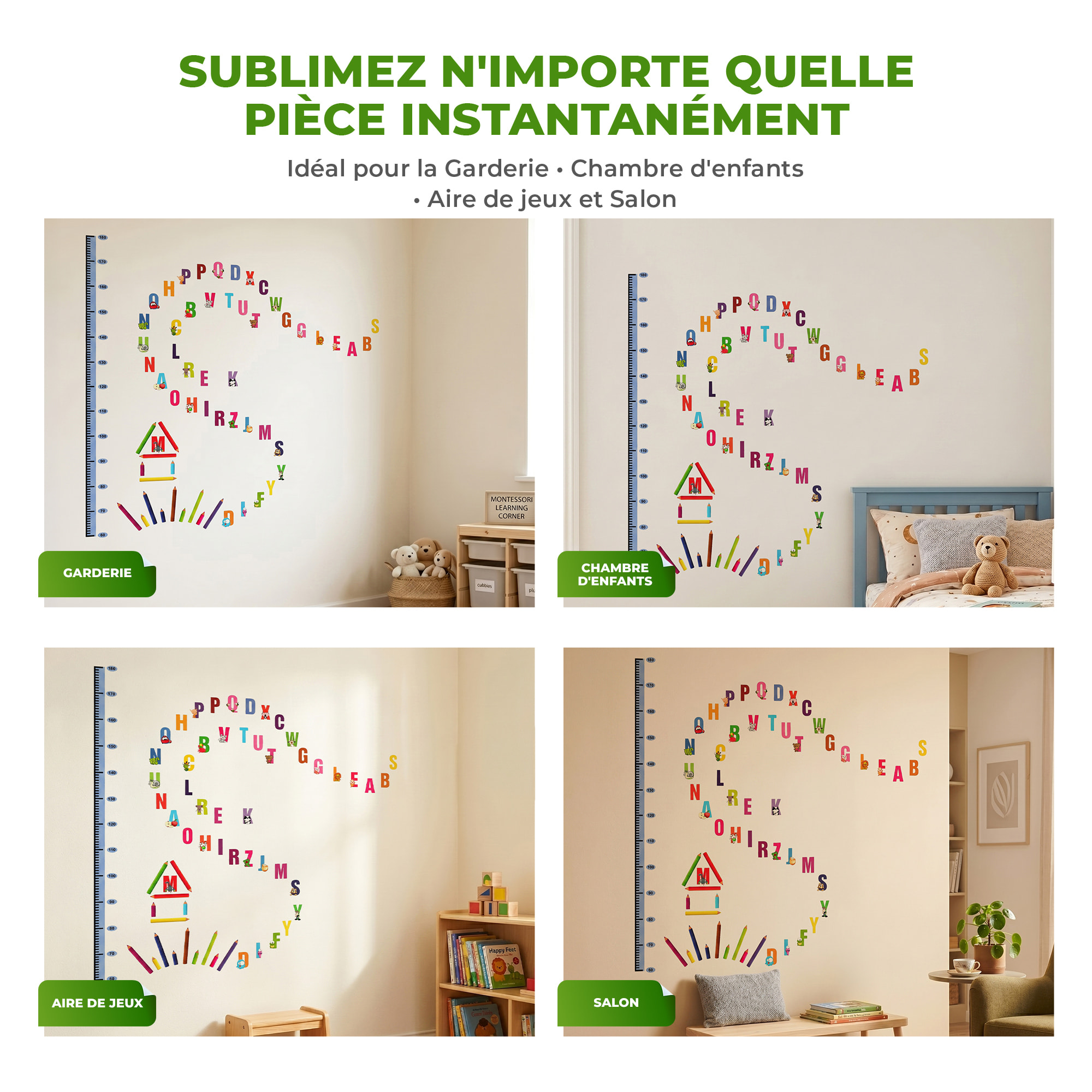 Stickers Muraux décoration adhésifs Toises Alphabet