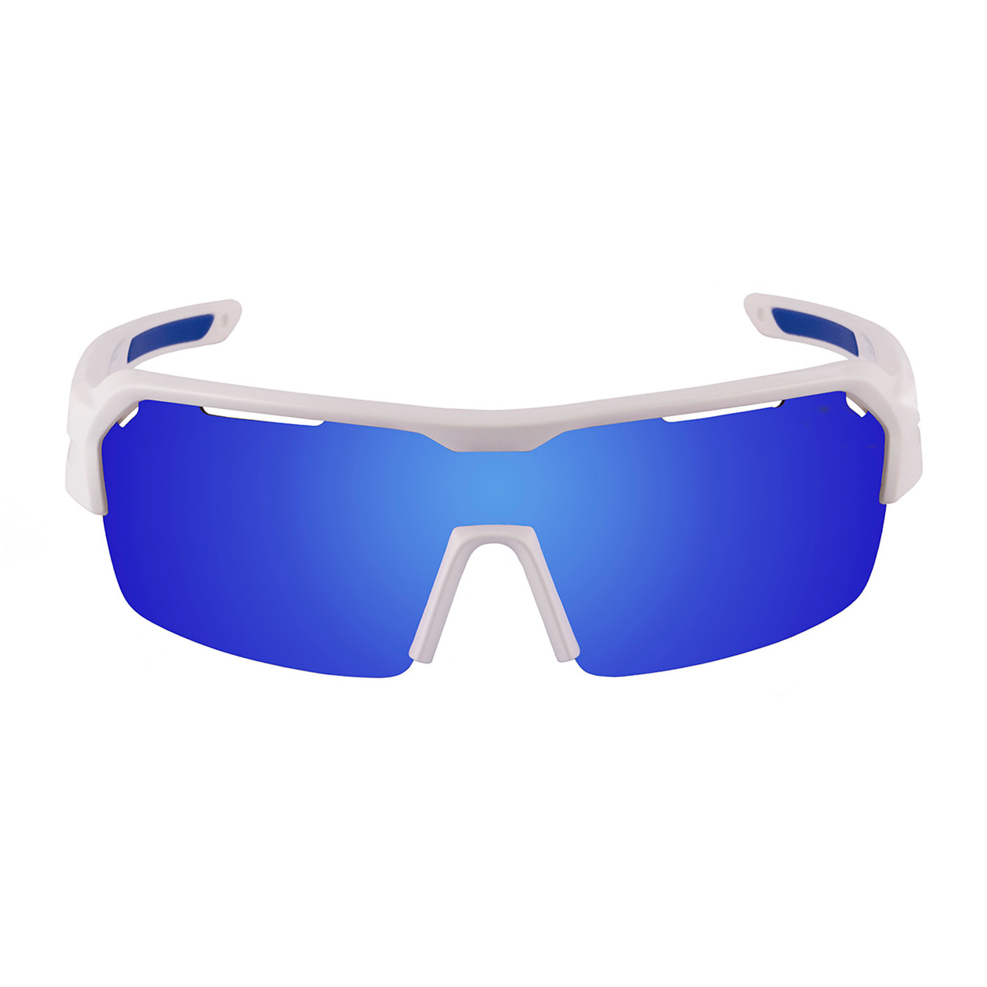Gafas de deportes acuáticos OCEAN RACE - Blanco mate / Revo azul y plaquetas y puntas azules