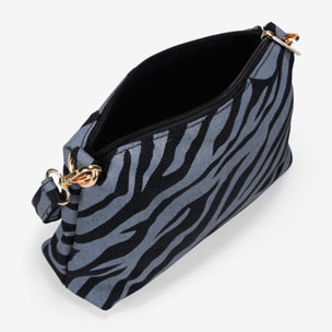 Bolso de hombro negro efecto cebra