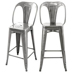 Lot de 2 chaises pour îlot central 67 cm en métal chrome - Indus