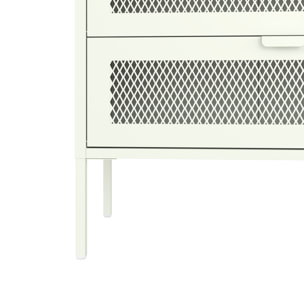 Meuble à chaussures 4 portes en métal blanc EMMA