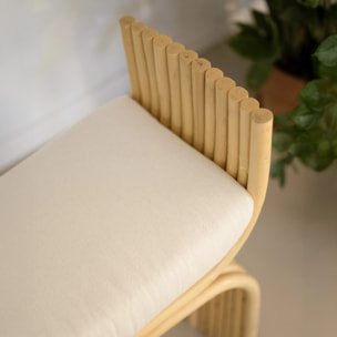 Tabouret en rotin et coussin blanc - Réane