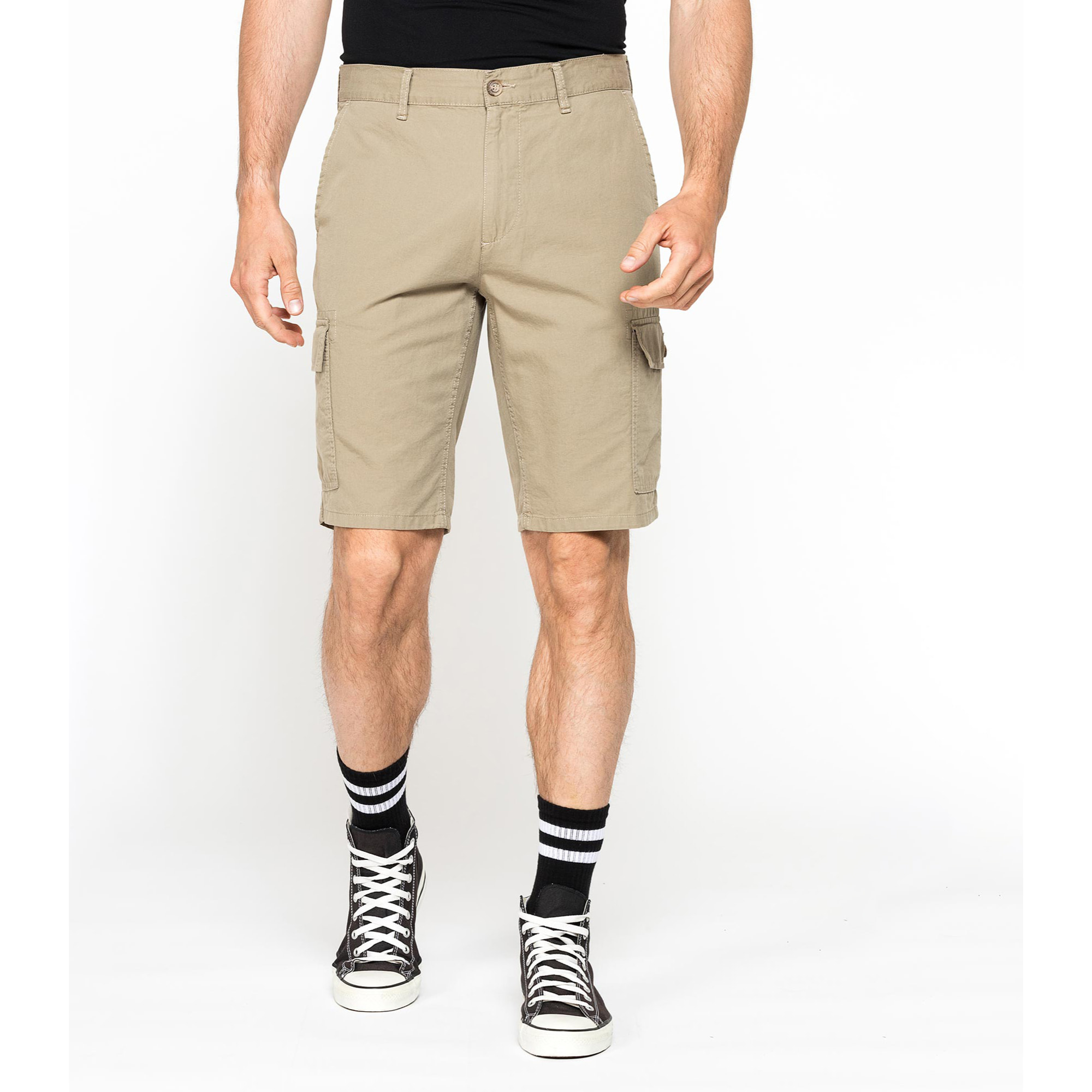 BERMUDA CARGO IN GABARDINA LEGGERA CON TASCONI