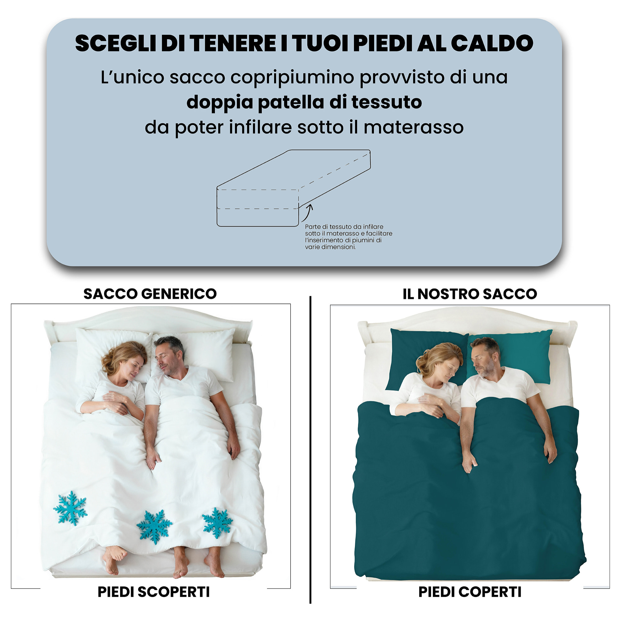 PARURE COPRIPIUMINO NATURAL COLOR PIAZZA E MEZZA - 100% COTONE MADE IN ITALY