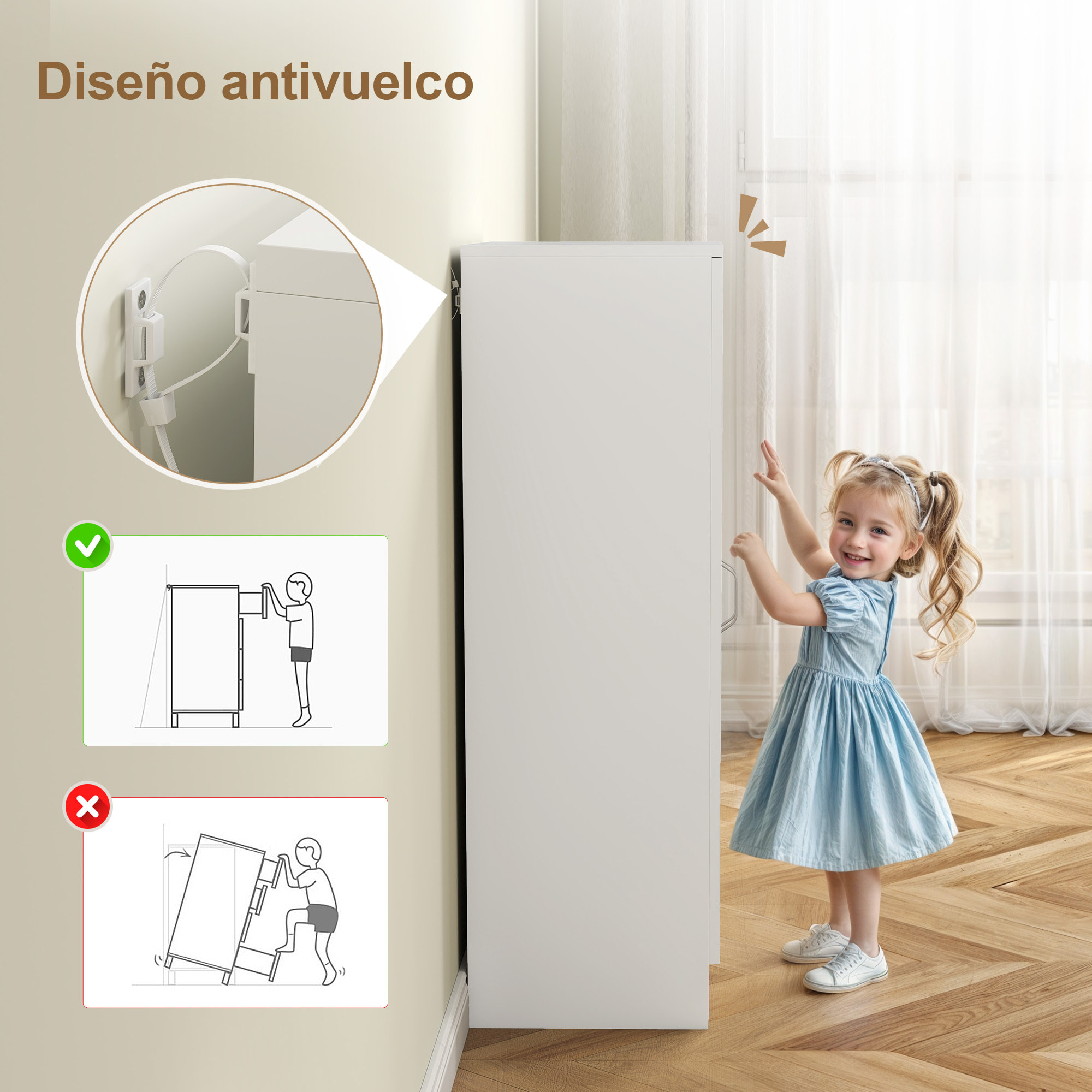 Zapatero de 2 Puertas, Zapatero Entrada Recibidor con 6 Estantes Ajustables, para 14 Pares de Zapatos, 55x35x108 cm, Blanco