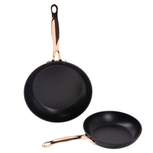 Juego de 2 sartenes ø20ø24cm aluminio forjado negro mate