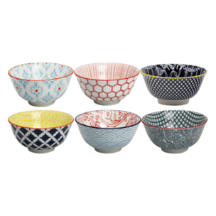 Lot de 6 bols médiums design 1, SABAE