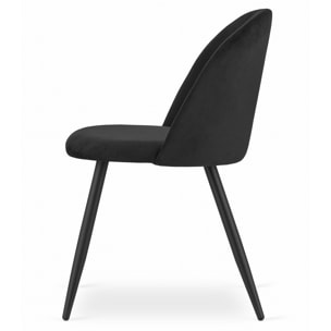 Sedia di design Bello in velluto nero con gambe in metallo