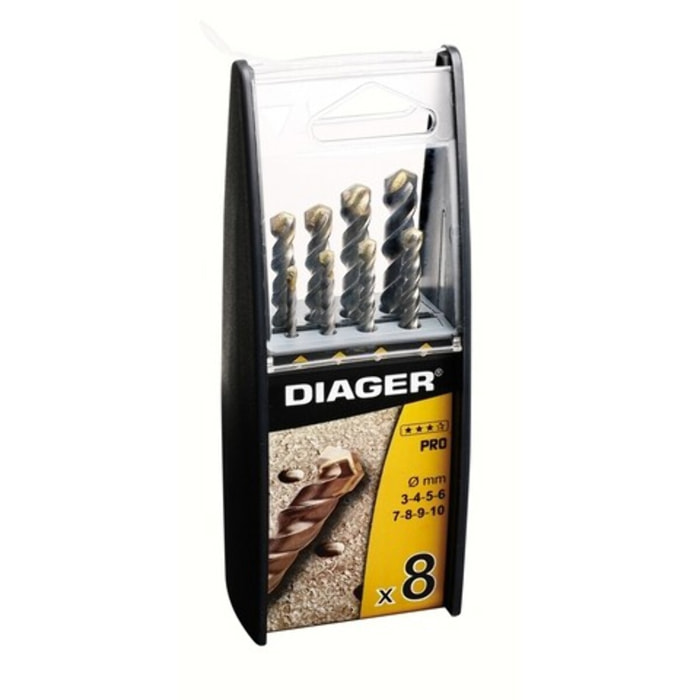 Coffret duo 8 forets béton DIAGER - série Pro - 299B